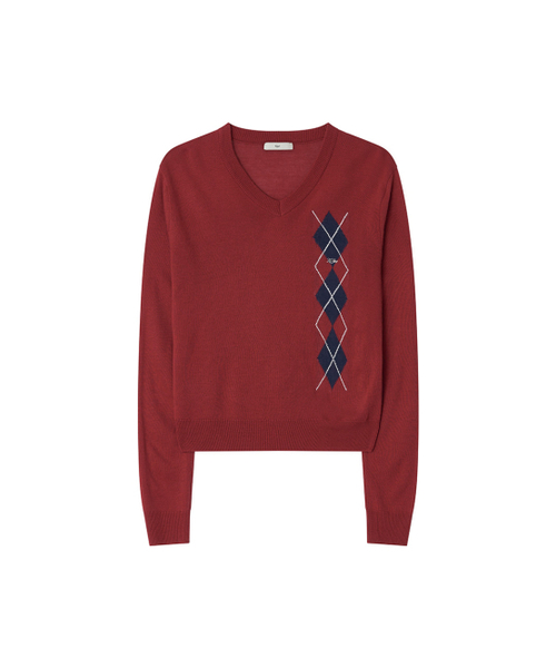 Kijun(キジュン)の「Argyle V-Neck Knit Red(ニット/セーター・レディース・その他・SMALL/MEDIUM)」の5枚目の写真