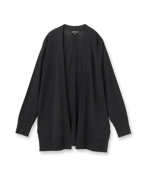 INDIVI（インディヴィ）の「【洗える／上品】きれいめ着流しカーディガンニット（カーディガン/ボレロ・レディース・ライトグレー/ブラック・38/15 /13/05/19/34）」の3枚目の写真