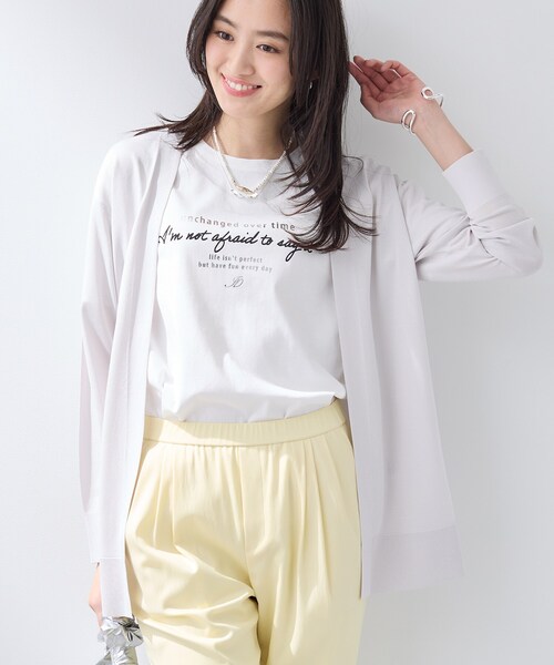 INDIVI（インディヴィ）の「【洗える／上品】きれいめ着流しカーディガンニット（カーディガン/ボレロ・レディース・ライトグレー/ブラック・38/15 /13/05/19/34）」の4枚目の写真