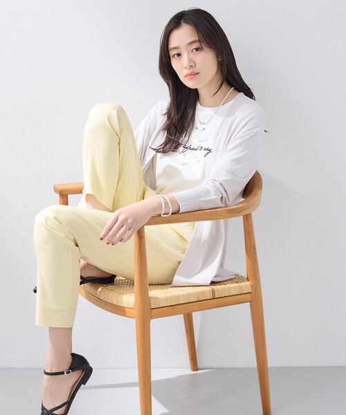 INDIVI（インディヴィ）の「【洗える／上品】きれいめ着流しカーディガンニット（カーディガン/ボレロ・レディース・ライトグレー/ブラック・38/15 /13/05/19/34）」の5枚目の写真