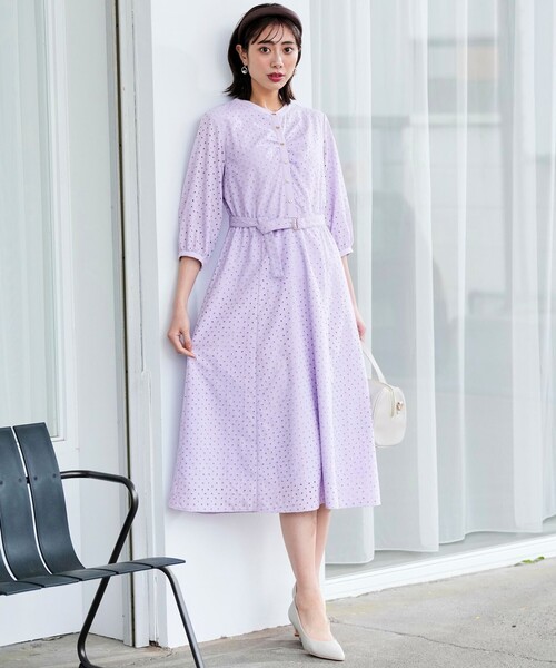 ANY SIS(エニィスィス)の「エンブロイダリー ワンピース(ワンピース・レディース・ネイビー系/ライラック系・X-SMALL)」の7枚目の写真