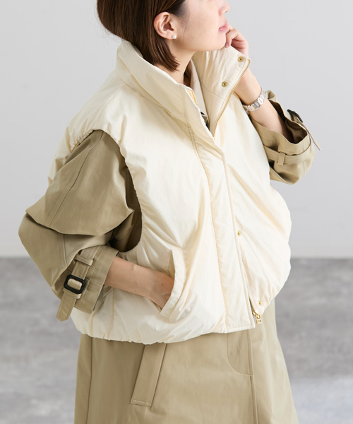 IENA(イエナ)の「撥水ウォッシャブル中綿ベスト(ダウンジャケット/コート・レディース・アイボリー/ブラウン・FREE)」の5枚目の写真