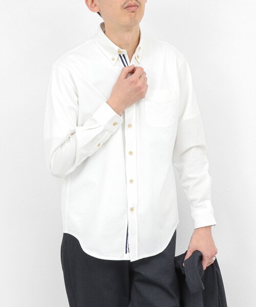 NOLLEY’S（ノーリーズ）の「《ビジカジ対応》【ALBINI】吸水速乾テープBD/ボタンダウンシャツ 26SS（シャツ/ブラウス・メンズ・ブルー系その他/ネイビー/ホワイト/ベージュ・XL/L/M/S）」の5枚目の写真