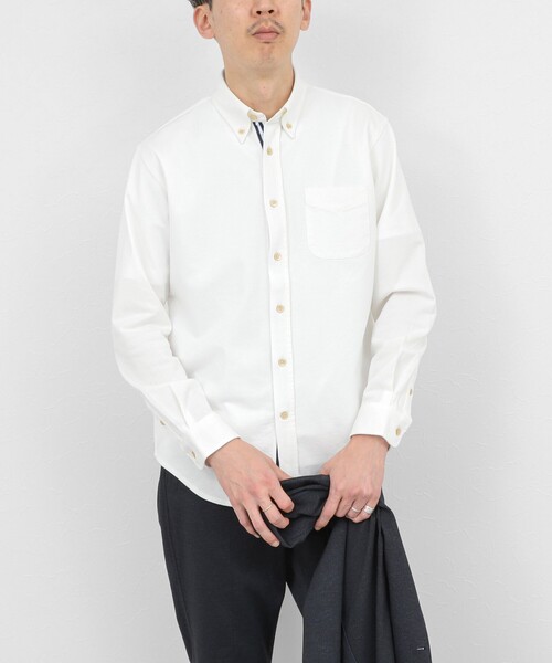 NOLLEY’S（ノーリーズ）の「《ビジカジ対応》【ALBINI】吸水速乾テープBD/ボタンダウンシャツ 26SS（シャツ/ブラウス・メンズ・ブルー系その他/ネイビー/ホワイト/ベージュ・XL/L/M/S）」の6枚目の写真