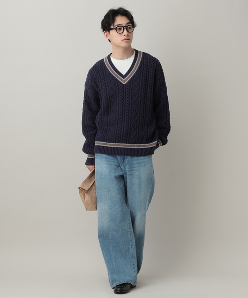 RAGEBLUE(レイジブルー)の「Tilden V-neck knit Pullover / チルデンVネックニット(ニット/セーター・メンズ・オフホワイト/ネイビー・MEDIUM/LARGE)」の19枚目の写真