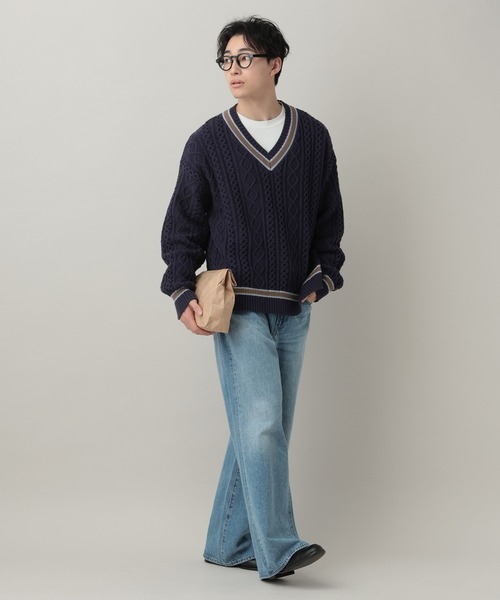 RAGEBLUE(レイジブルー)の「Tilden V-neck knit Pullover / チルデンVネックニット(ニット/セーター・メンズ・オフホワイト/ネイビー・MEDIUM/LARGE)」の20枚目の写真