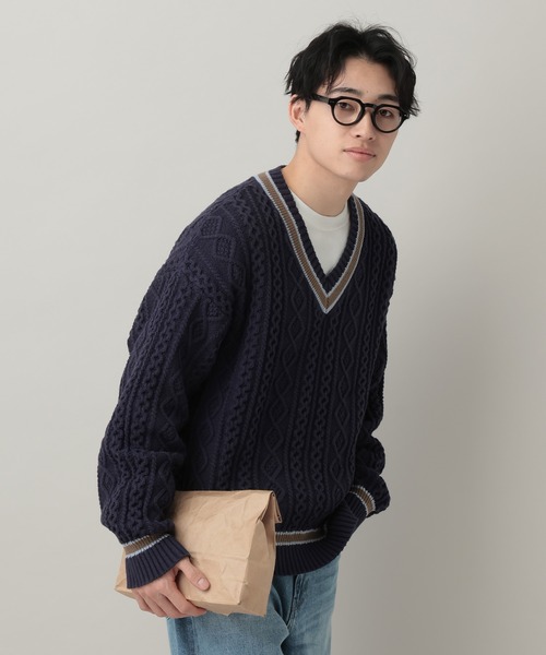 RAGEBLUE(レイジブルー)の「Tilden V-neck knit Pullover / チルデンVネックニット(ニット/セーター・メンズ・オフホワイト/ネイビー・MEDIUM/LARGE)」の22枚目の写真