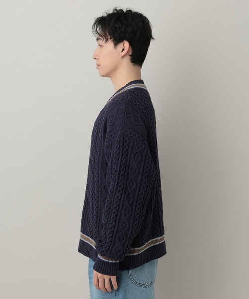 RAGEBLUE(レイジブルー)の「Tilden V-neck knit Pullover / チルデンVネックニット(ニット/セーター・メンズ・オフホワイト/ネイビー・MEDIUM/LARGE)」の4枚目の写真