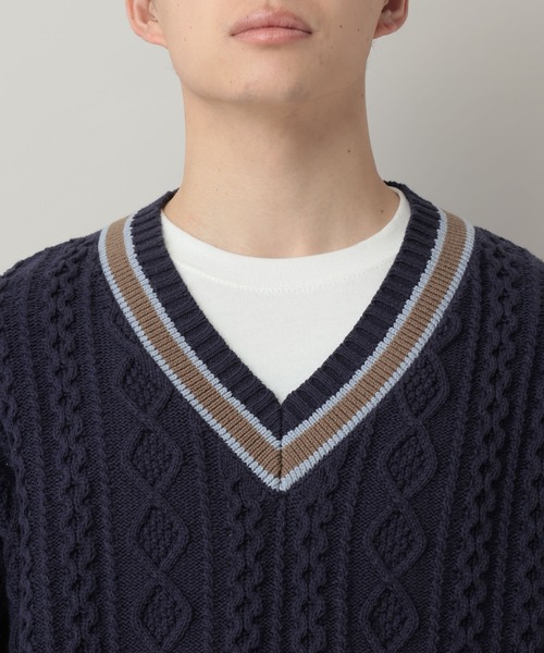 RAGEBLUE(レイジブルー)の「Tilden V-neck knit Pullover / チルデンVネックニット(ニット/セーター・メンズ・オフホワイト/ネイビー・MEDIUM/LARGE)」の7枚目の写真