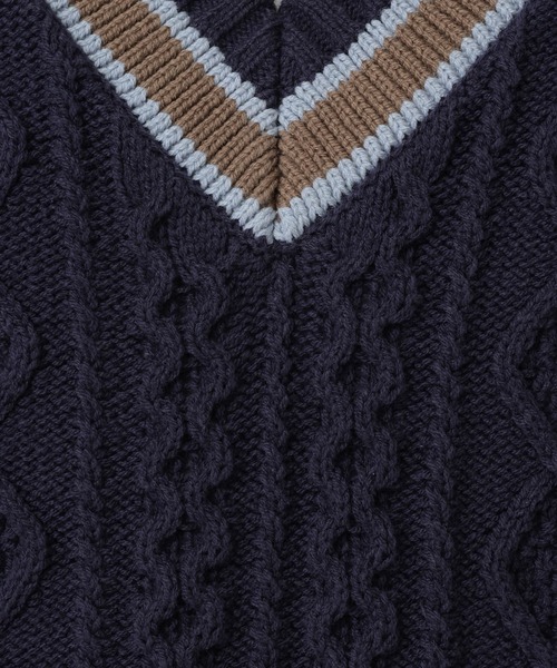 RAGEBLUE(レイジブルー)の「Tilden V-neck knit Pullover / チルデンVネックニット(ニット/セーター・メンズ・オフホワイト/ネイビー・MEDIUM/LARGE)」の11枚目の写真