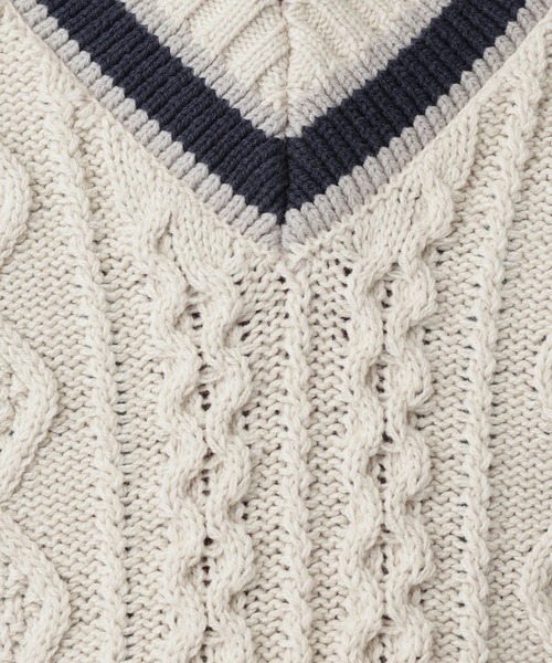 RAGEBLUE(レイジブルー)の「Tilden V-neck knit Pullover / チルデンVネックニット(ニット/セーター・メンズ・オフホワイト/ネイビー・MEDIUM/LARGE)」の10枚目の写真