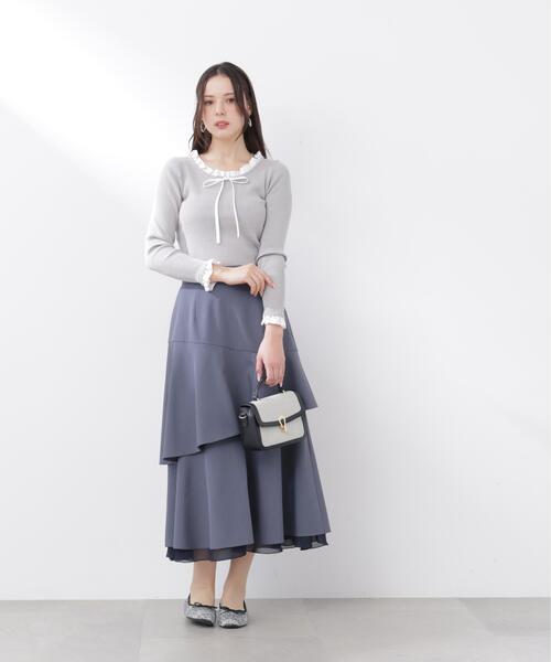 PROPORTION BODY DRESSING(プロポーションボディドレッシング)の「フリルレイヤードティアードスカート / 1216120311(スカート・レディース・ダークグレー/ベージュ・P/S/MEDIUM)」の5枚目の写真
