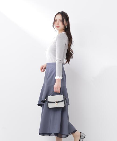 PROPORTION BODY DRESSING(プロポーションボディドレッシング)の「フリルレイヤードティアードスカート / 1216120311(スカート・レディース・ダークグレー/ベージュ・P/S/MEDIUM)」の6枚目の写真