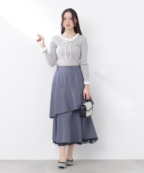 PROPORTION BODY DRESSING(プロポーションボディドレッシング)の「フリルレイヤードティアードスカート / 1216120311(スカート・レディース・ダークグレー/ベージュ・P/S/MEDIUM)」の8枚目の写真