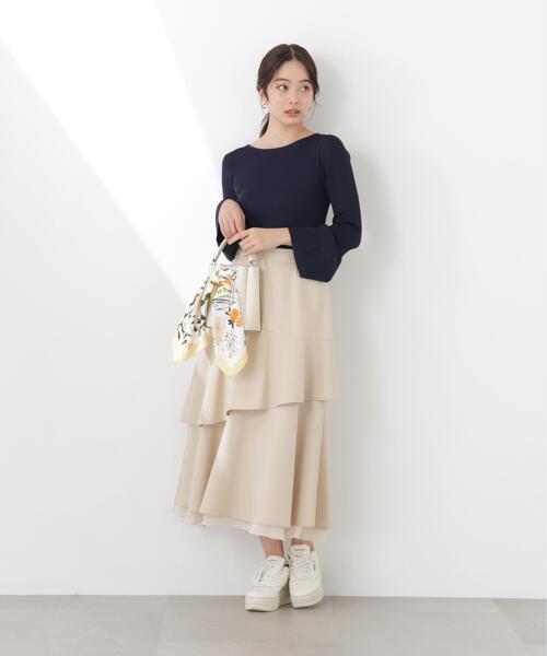 PROPORTION BODY DRESSING(プロポーションボディドレッシング)の「フリルレイヤードティアードスカート / 1216120311(スカート・レディース・ダークグレー/ベージュ・P/S/MEDIUM)」の14枚目の写真