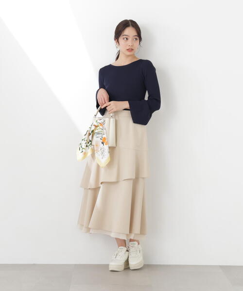 PROPORTION BODY DRESSING(プロポーションボディドレッシング)の「フリルレイヤードティアードスカート / 1216120311(スカート・レディース・ダークグレー/ベージュ・P/S/MEDIUM)」の2枚目の写真