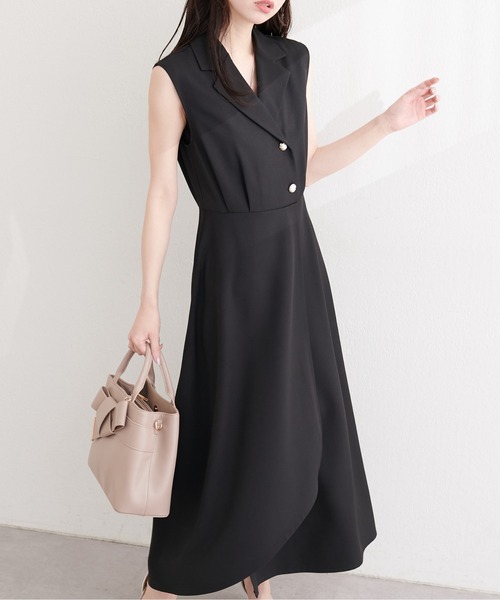 natural couture(ナチュラルクチュール)の「金釦テーラーワンピース(ワンピース・レディース・ネイビー/ミント/ブラウン/ピンク/ブラック/アイボリー・FREE)」の3枚目の写真