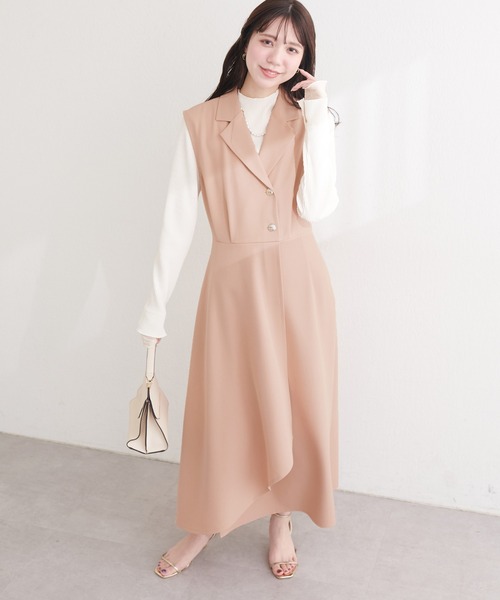 natural couture(ナチュラルクチュール)の「金釦テーラーワンピース(ワンピース・レディース・ネイビー/ミント/ブラウン/ピンク/ブラック/アイボリー・FREE)」の14枚目の写真