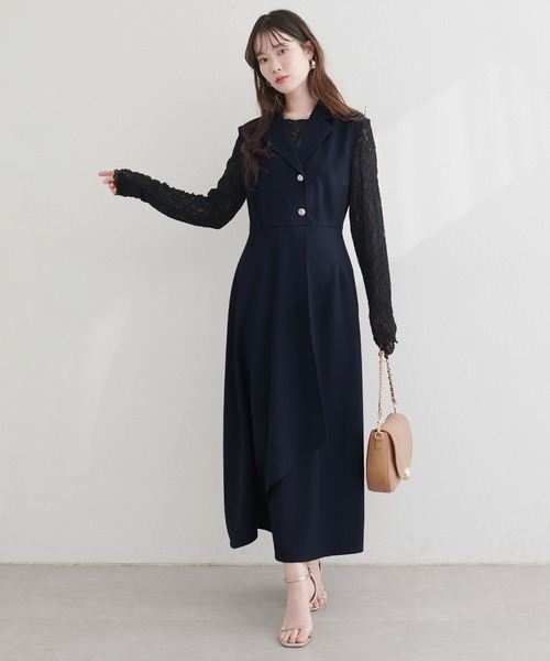 natural couture(ナチュラルクチュール)の「金釦テーラーワンピース(ワンピース・レディース・ネイビー/ミント/ブラウン/ピンク/ブラック/アイボリー・FREE)」の10枚目の写真