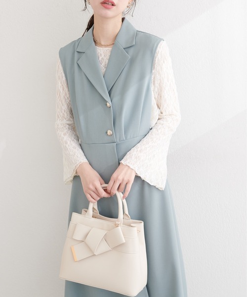 natural couture(ナチュラルクチュール)の「金釦テーラーワンピース(ワンピース・レディース・ネイビー/ミント/ブラウン/ピンク/ブラック/アイボリー・FREE)」の7枚目の写真