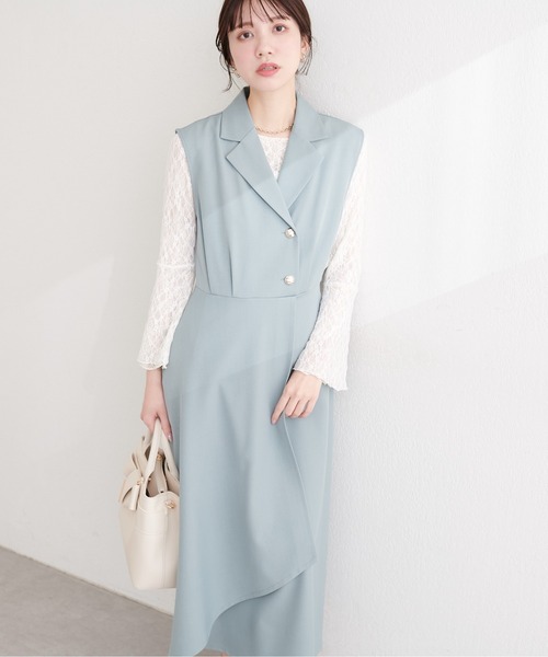 natural couture(ナチュラルクチュール)の「金釦テーラーワンピース(ワンピース・レディース・ネイビー/ミント/ブラウン/ピンク/ブラック/アイボリー・FREE)」の8枚目の写真