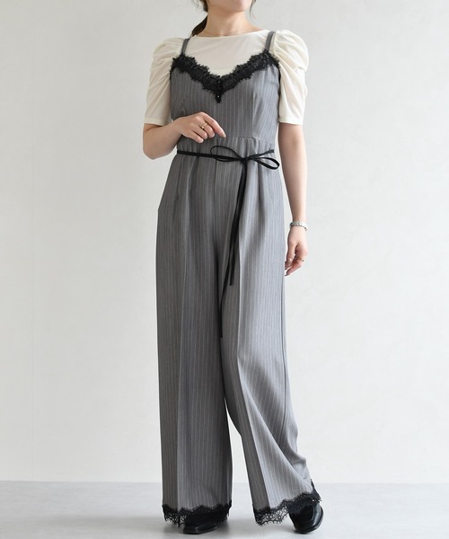 31 Sons de mode（トランテアン　ソン　ドゥ　モード）の「2026春夏新作 レーストリミングコンビネゾン（つなぎ/オールインワン・レディース・ネイビー/グレー・S/M）」の8枚目の写真