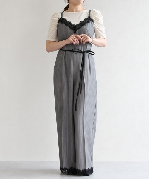 31 Sons de mode（トランテアン　ソン　ドゥ　モード）の「2026春夏新作 レーストリミングコンビネゾン（つなぎ/オールインワン・レディース・ネイビー/グレー・S/M）」の10枚目の写真