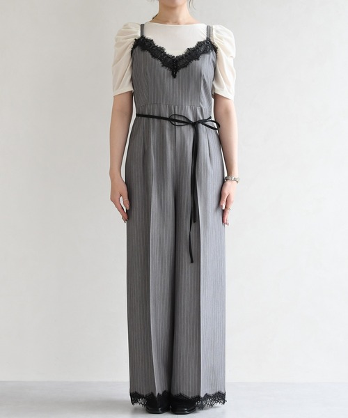 31 Sons de mode（トランテアン　ソン　ドゥ　モード）の「2026春夏新作 レーストリミングコンビネゾン（つなぎ/オールインワン・レディース・ネイビー/グレー・S/M）」の11枚目の写真