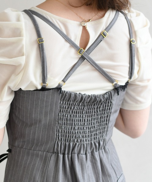 31 Sons de mode（トランテアン　ソン　ドゥ　モード）の「2026春夏新作 レーストリミングコンビネゾン（つなぎ/オールインワン・レディース・ネイビー/グレー・S/M）」の15枚目の写真