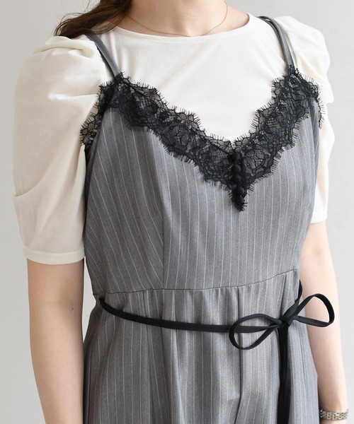 31 Sons de mode（トランテアン　ソン　ドゥ　モード）の「2026春夏新作 レーストリミングコンビネゾン（つなぎ/オールインワン・レディース・ネイビー/グレー・S/M）」の16枚目の写真