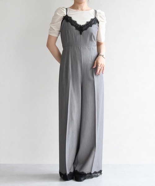 31 Sons de mode（トランテアン　ソン　ドゥ　モード）の「2026春夏新作 レーストリミングコンビネゾン（つなぎ/オールインワン・レディース・ネイビー/グレー・S/M）」の20枚目の写真