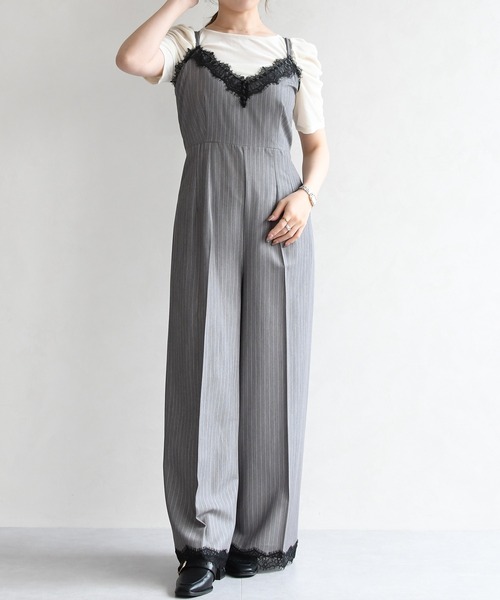 31 Sons de mode（トランテアン　ソン　ドゥ　モード）の「2026春夏新作 レーストリミングコンビネゾン（つなぎ/オールインワン・レディース・ネイビー/グレー・S/M）」の22枚目の写真