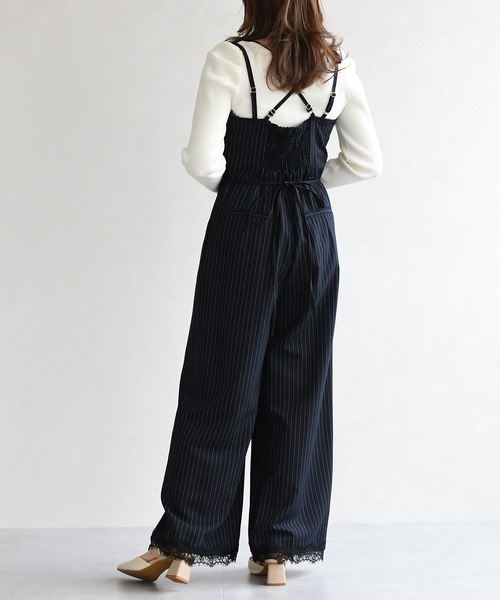 31 Sons de mode（トランテアン　ソン　ドゥ　モード）の「2026春夏新作 レーストリミングコンビネゾン（つなぎ/オールインワン・レディース・ネイビー/グレー・S/M）」の5枚目の写真