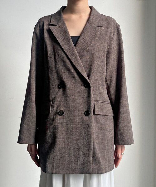 DouDou（ドゥドゥ）の「【インフルエンサー REI企画】リネンライクスラブジャケット（テーラードジャケット・レディース・ベージュ/チャコールグレー/モカ・FREE）」の10枚目の写真