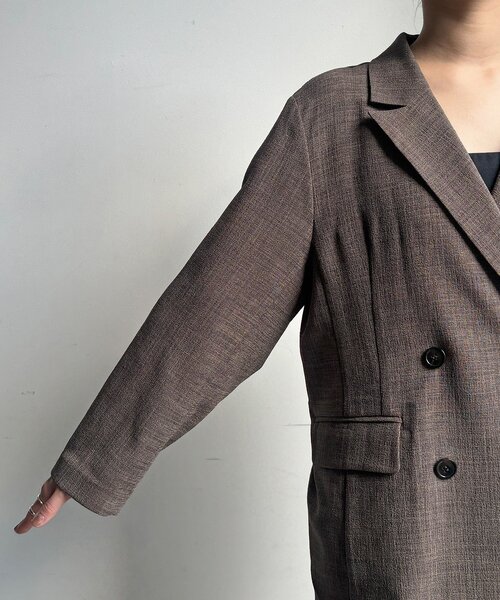 DouDou（ドゥドゥ）の「【インフルエンサー REI企画】リネンライクスラブジャケット（テーラードジャケット・レディース・ベージュ/チャコールグレー/モカ・FREE）」の16枚目の写真