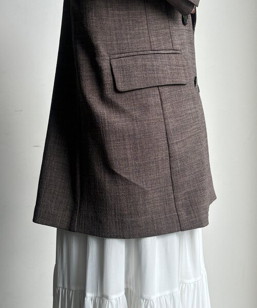 DouDou（ドゥドゥ）の「【インフルエンサー REI企画】リネンライクスラブジャケット（テーラードジャケット・レディース・ベージュ/チャコールグレー/モカ・FREE）」の18枚目の写真