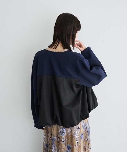 YECCA VECCA（イェッカヴェッカ）の「異素材MIXバルーンブルゾン（ブルゾン・レディース・ネイビー/ライトベージュ・FREE）」の18枚目の写真