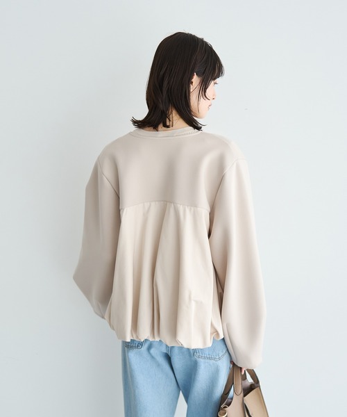 YECCA VECCA（イェッカヴェッカ）の「異素材MIXバルーンブルゾン（ブルゾン・レディース・ネイビー/ライトベージュ・FREE）」の5枚目の写真