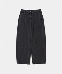 curved denim pants wide fit(womens) black