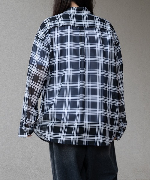 Limited Line Naive Magic(リミテッドラインナイーブマジック)の「【a】アソート総柄 ロングスリーブシアシャツ/アブストラクト/レオパード/チェック/柄(シャツ/ブラウス・メンズ・ブラック系2/ブラック系3/ブラック系1・LARGE/MEDIUM)」の14枚目の写真