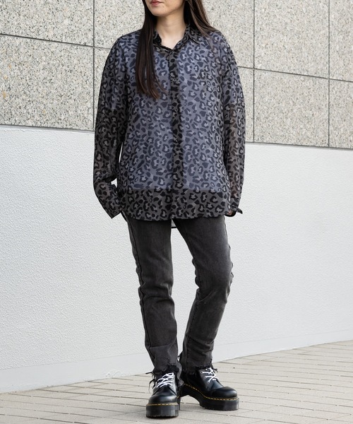 Limited Line Naive Magic（リミテッドラインナイーブマジック）の「【a】アソート総柄 ロングスリーブシアシャツ/アブストラクト/レオパード/チェック/柄（シャツ/ブラウス・メンズ・ブラック系2/ブラック系3/ブラック系1・LARGE/MEDIUM）」の20枚目の写真