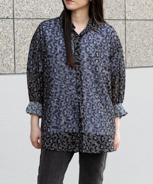 Limited Line Naive Magic(リミテッドラインナイーブマジック)の「【a】アソート総柄 ロングスリーブシアシャツ/アブストラクト/レオパード/チェック/柄(シャツ/ブラウス・メンズ・ブラック系2/ブラック系3/ブラック系1・LARGE/MEDIUM)」の20枚目の写真