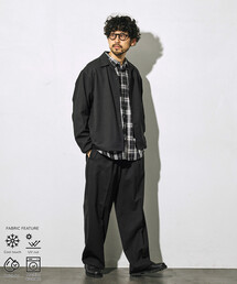 Firsthand（ファーストハンド）の「Firsthand/ファーストハンド 機能性素材 オーバーサイズ CPOシャツ ＆ ワイドイージーパンツ セットアップ / ウォッシャブル / UVカット / 速乾性 / 接触冷感（セットアップ）」