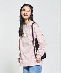 Right-on | [VIVIAN BLUE] フロントロゴ チュニック長袖Tシャツ (キッズ / おしゃれ / カジュアル)(Tシャツ/カットソー)