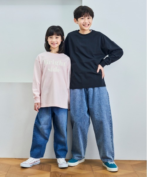 Right-on（ライトオン）の「[VIVIAN BLUE] フロントロゴ チュニック長袖Tシャツ (キッズ / おしゃれ / カジュアル)（Tシャツ/カットソー・キッズ・ピンク/オフホワイト・110/120/130/140/150/160）」の5枚目の写真