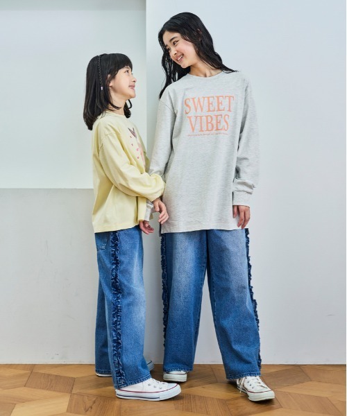 Right-on（ライトオン）の「[VIVIAN BLUE] フロントロゴ チュニック長袖Tシャツ (キッズ / おしゃれ / カジュアル)（Tシャツ/カットソー・キッズ・ピンク/オフホワイト・110/120/130/140/150/160）」の6枚目の写真