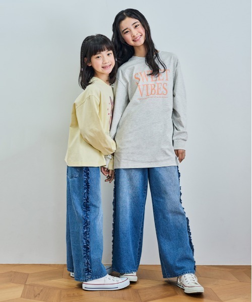 Right-on（ライトオン）の「[VIVIAN BLUE] フロントロゴ チュニック長袖Tシャツ (キッズ / おしゃれ / カジュアル)（Tシャツ/カットソー・キッズ・ピンク/オフホワイト・110/120/130/140/150/160）」の7枚目の写真