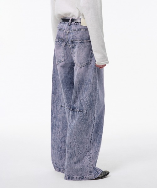 camphor wood クラック加工ケミカルウォッシュワイドバギーシーンズ CRACKED CHEMICAL-WASHED WIDE BAGGY JEANS / クラック加工ケミカル