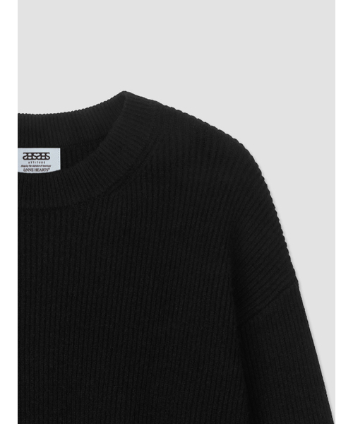 ANNEHEARTS（アンハーツ）の「Bottom Logo Solid Knit Black（ニット/セーター・レディース・その他・FREE）」の2枚目の写真