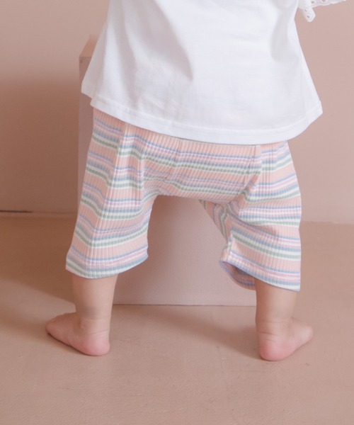 MAKE YOUR DAY（メイクユアデイ）の「ボーダーテレコマチ付きベビーパンツ（その他ベビーウェア・キッズ・ミント/オレンジ/ピンク・70/80/90）」の8枚目の写真
